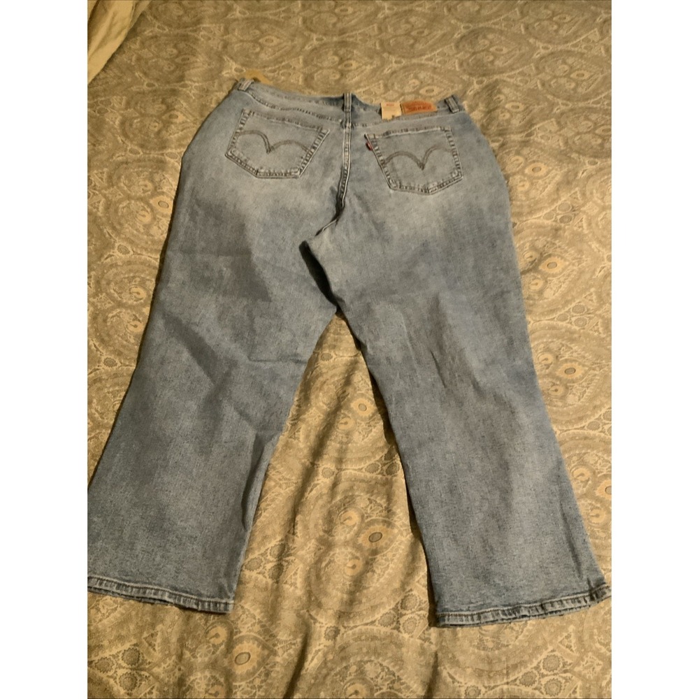 Levi's Premium Wedgie Straight High Rise Ripped Jeans Blue 18W - Picture 4 of 8